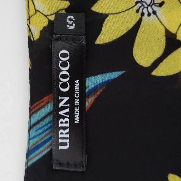 Urban Coco long sleeve sheer black Yello floral button blouse; Size small - Picture 14 of 16
